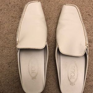 Tod’s white leather shoes